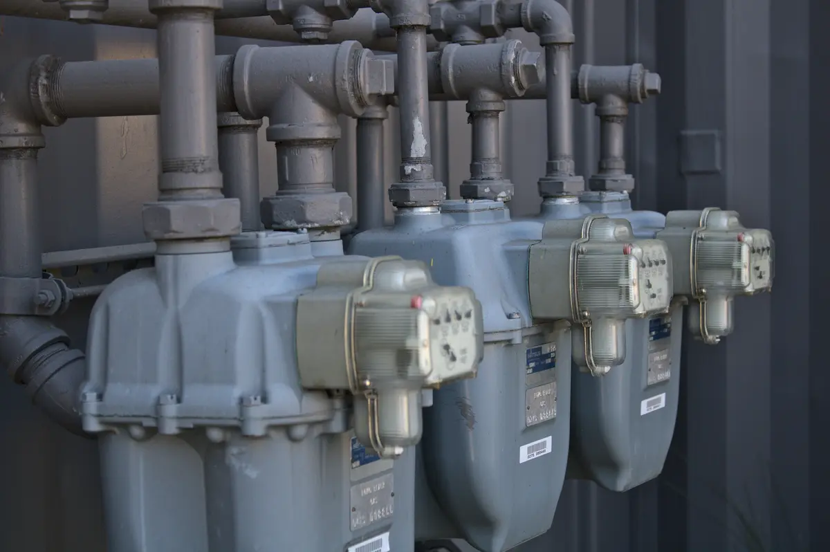 Pool heater installation with gas piping in a Las Vegas backyard